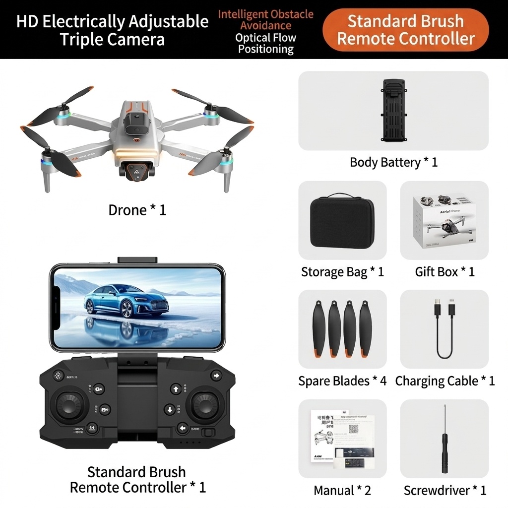 M6 Brushless Drone with 4K Camera, Intelligent Obstacle Avoidance, GPS Positioning, 4.3-inch Screen Remote, Long Flight Time