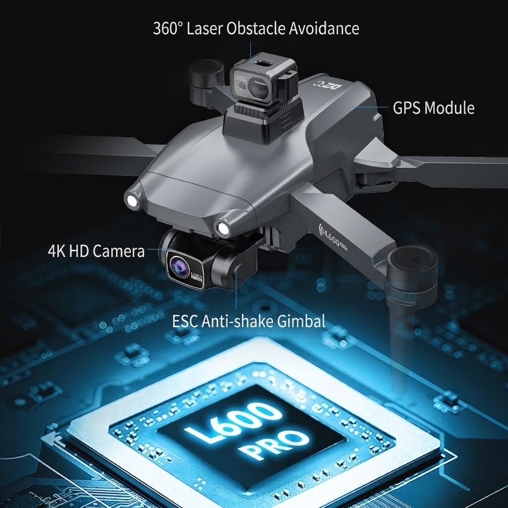 L600 Pro 4K GPS Drone with 360° Obstacle Avoidance, Brushless Motor, GPS Auto Return, Foldable RC Quadcopter