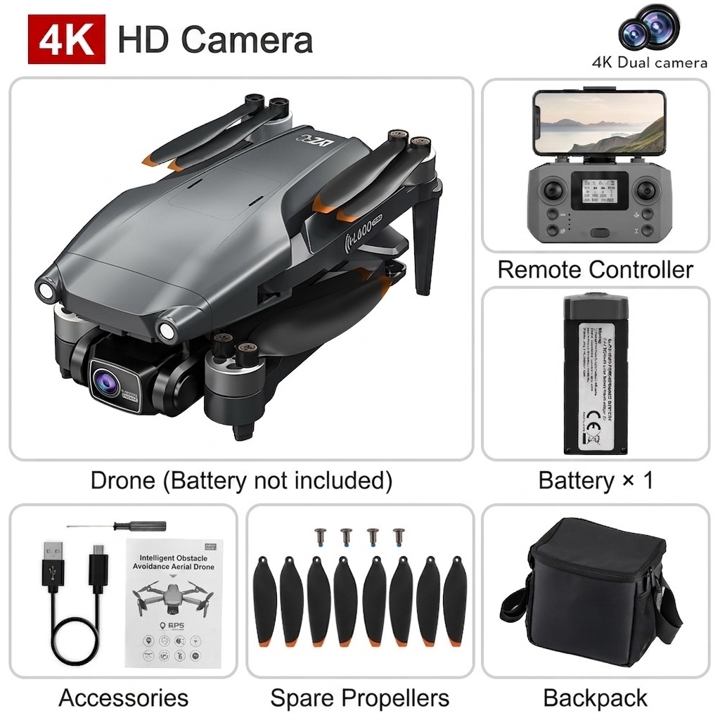 L600 Pro 4K GPS Drone with 360° Obstacle Avoidance, Brushless Motor, GPS Auto Return, Foldable RC Quadcopter