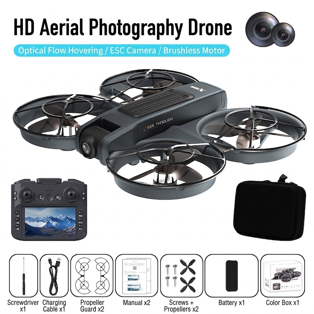 X226 FPV Drone with VR Headset, HD Camera, Integrated Screen Remote, Brushless Motor, Foldable RC Quadcopter