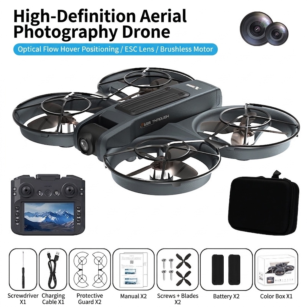 X226 FPV Drone with VR Headset, HD Camera, Integrated Screen Remote, Brushless Motor, Foldable RC Quadcopter