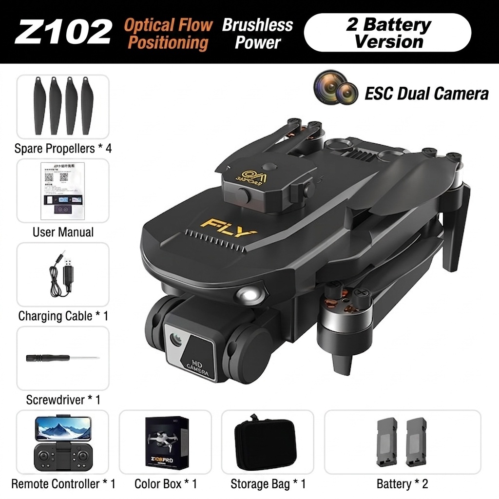 Z102 Pro Brushless Drone with HD Camera, Optical Flow Positioning, Intelligent Obstacle Avoidance, Long Flight Time