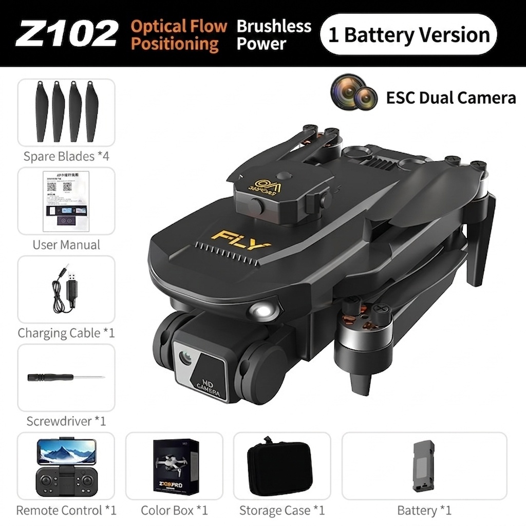 Z102 Pro Brushless Drone with HD Camera, Optical Flow Positioning, Intelligent Obstacle Avoidance, Long Flight Time