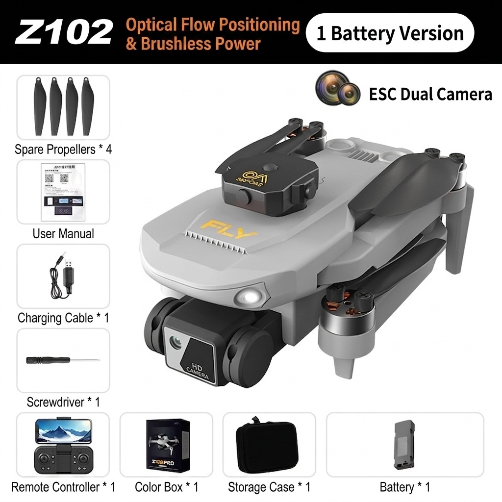 Z102 Pro Brushless Drone with HD Camera, Optical Flow Positioning, Intelligent Obstacle Avoidance, Long Flight Time
