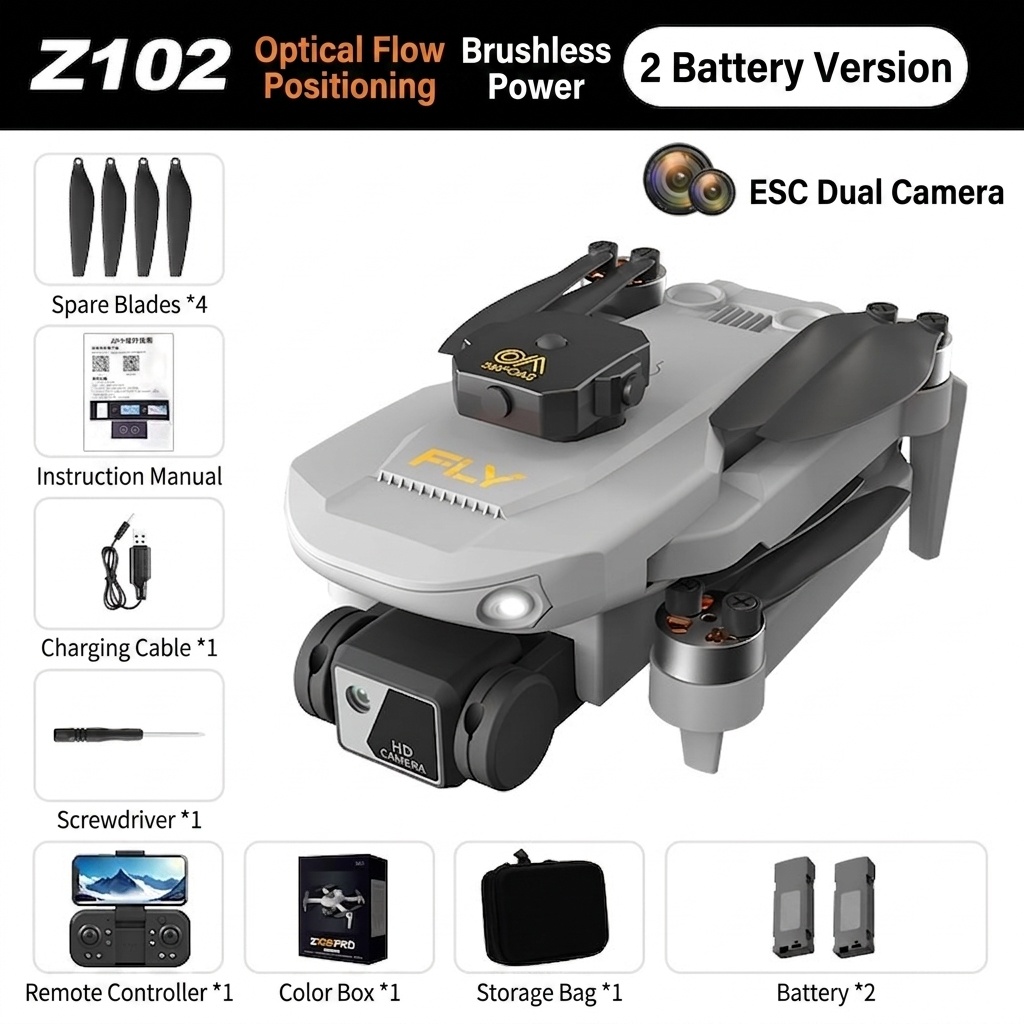 Z102 Pro Brushless Drone with HD Camera, Optical Flow Positioning, Intelligent Obstacle Avoidance, Long Flight Time