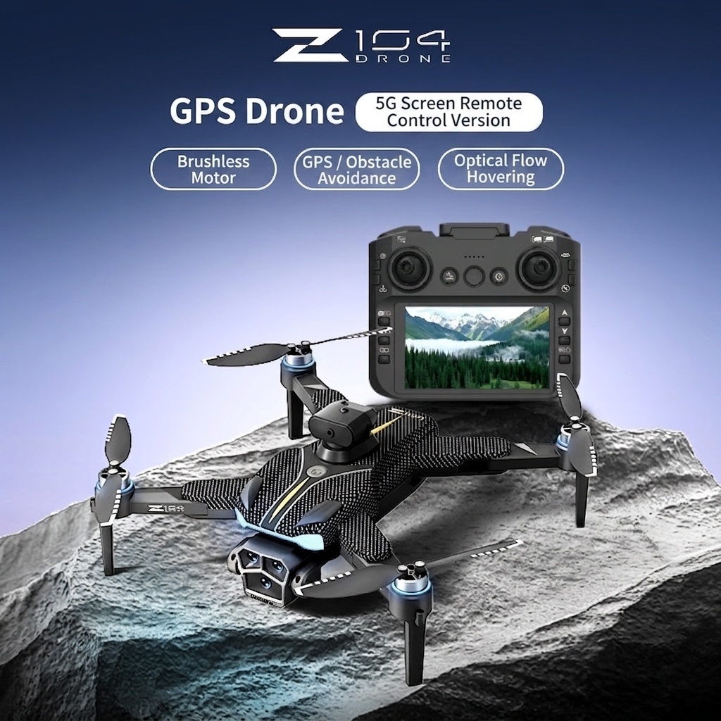 Z104 GPS Drone with 8K Camera, 4.5-inch Screen Remote Control, Intelligent Obstacle Avoidance, Brushless Motor