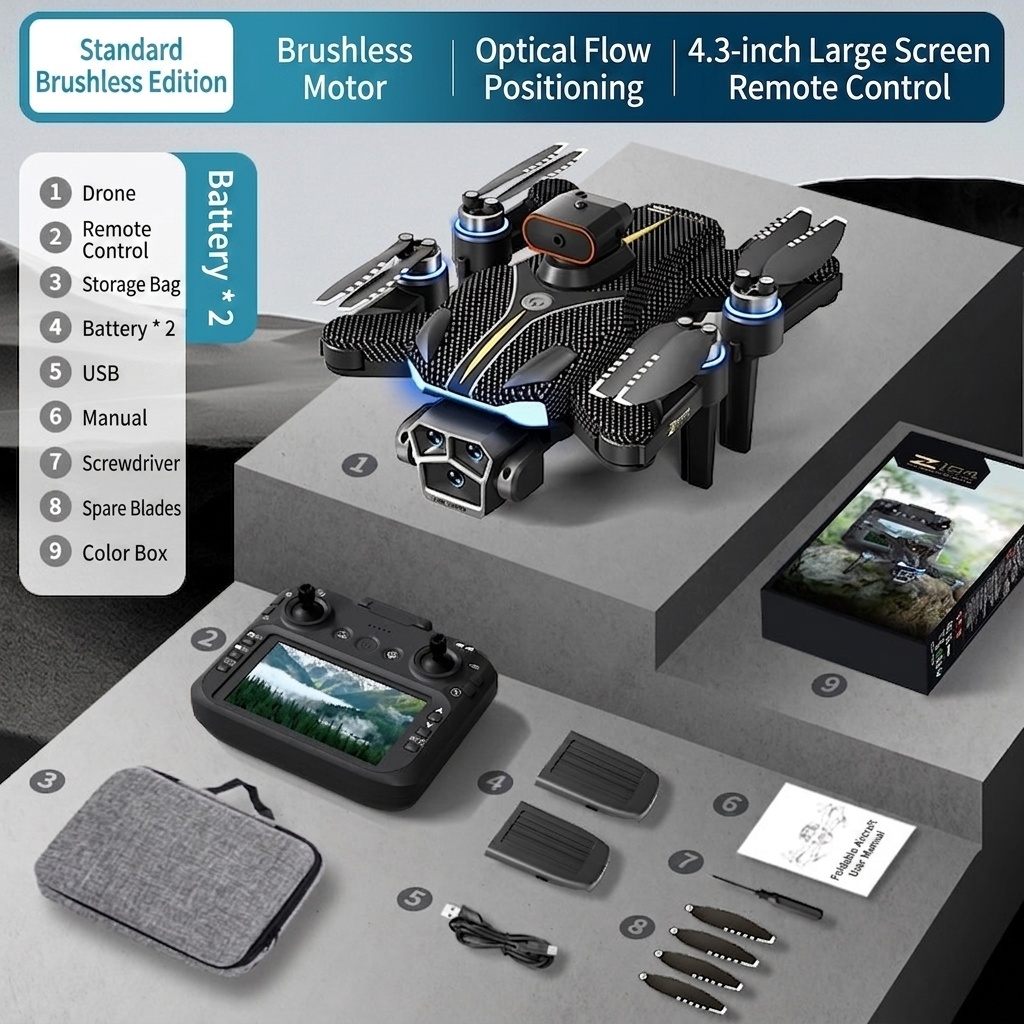 Z104 GPS Drone with 8K Camera, 4.5-inch Screen Remote Control, Intelligent Obstacle Avoidance, Brushless Motor