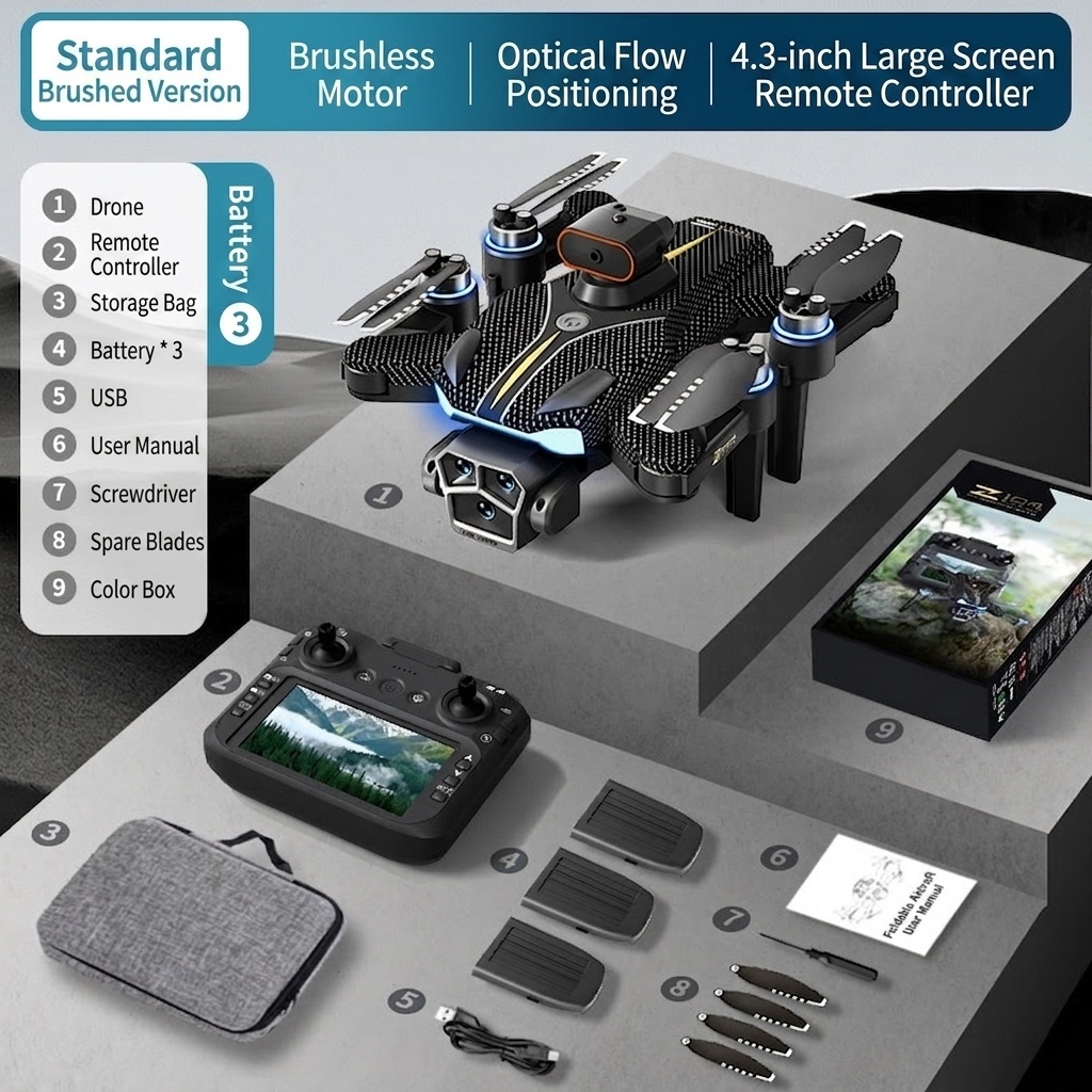 Z104 GPS Drone with 8K Camera, 4.5-inch Screen Remote Control, Intelligent Obstacle Avoidance, Brushless Motor