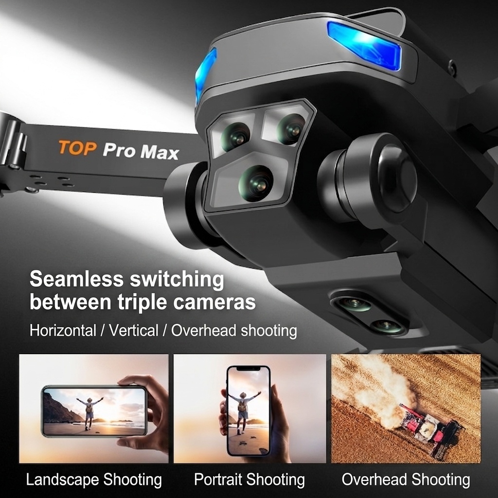 P10 MAX PRO 8K Drohne mit Dreifachkamerasystem, optischer Flusspositionierung, intelligenter Hindernisvermeidung, faltbarer Quadcopter