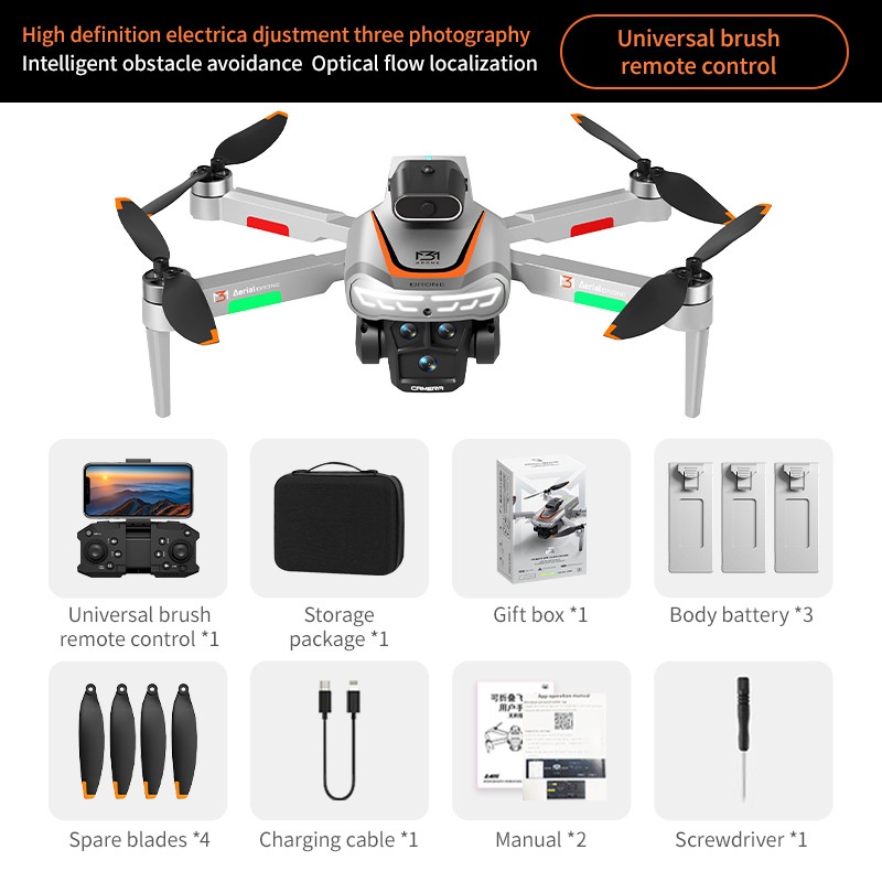 Dron M3 4K sin escobillas con cámara HD, evitación inteligente de obstáculos, control remoto con pantalla de 4,3 pulgadas, tiempo de vuelo prolongado.
