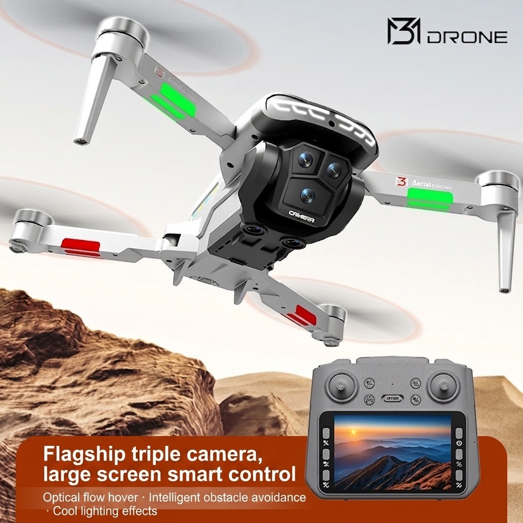 Dron M3 4K sin escobillas con cámara HD, evitación inteligente de obstáculos, control remoto con pantalla de 4,3 pulgadas, tiempo de vuelo prolongado.