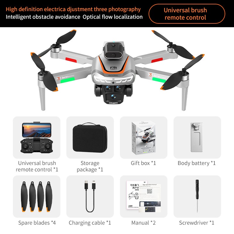 Dron M3 4K sin escobillas con cámara HD, evitación inteligente de obstáculos, control remoto con pantalla de 4,3 pulgadas, tiempo de vuelo prolongado.