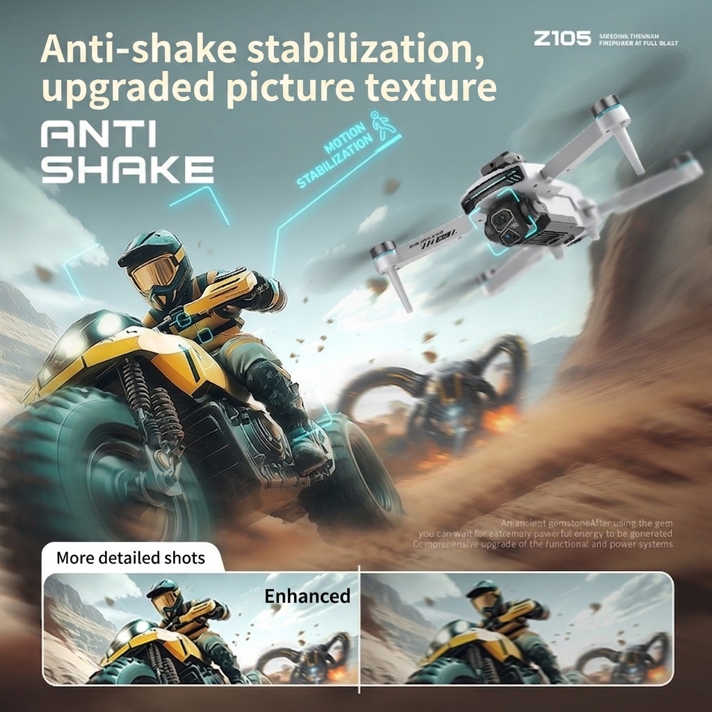 Dron RC plegable Z105 con control remoto de pantalla de 4,3 pulgadas, cámara antivibración, posicionamiento por flujo óptico y motor sin escobillas.