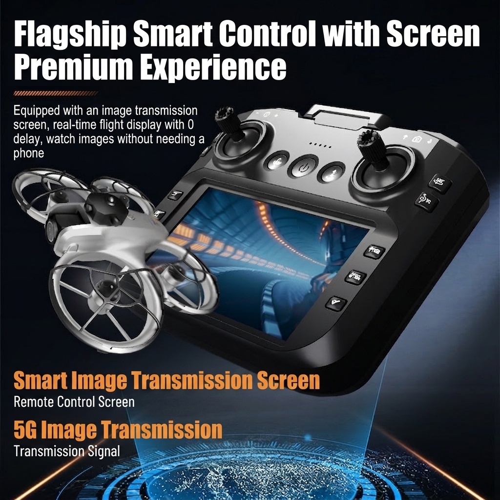Dron Z4 sin escobillas con control por pantalla, cámara HD, posicionamiento por flujo óptico, evitación inteligente de obstáculos y auriculares de realidad virtual.
