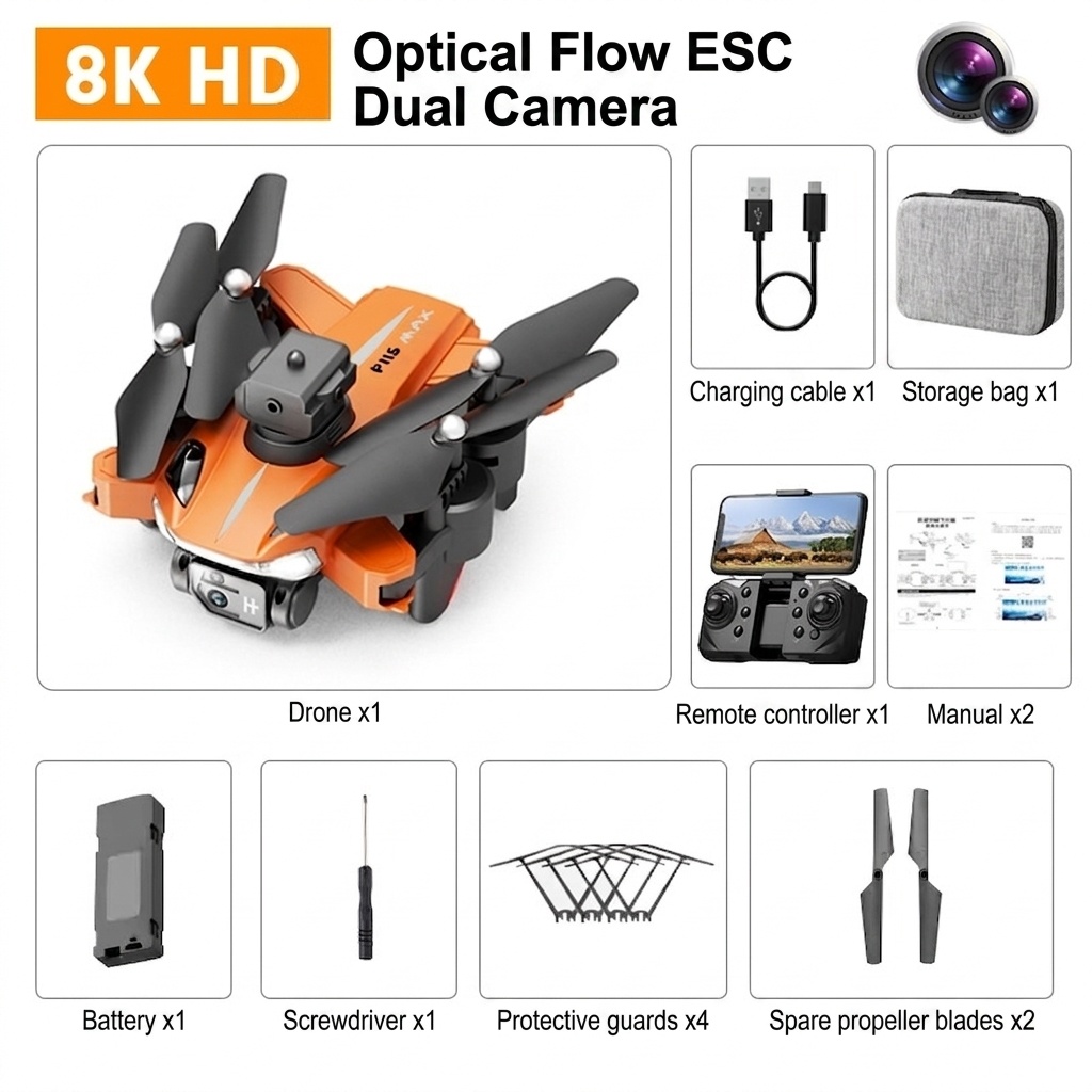 P11 Pro Max 8K HD-Drohne mit Dualkamera, intelligenter 360°-Hindernisvermeidung, optischer Flusspositionierung, faltbarer RC-Quadrocopter
