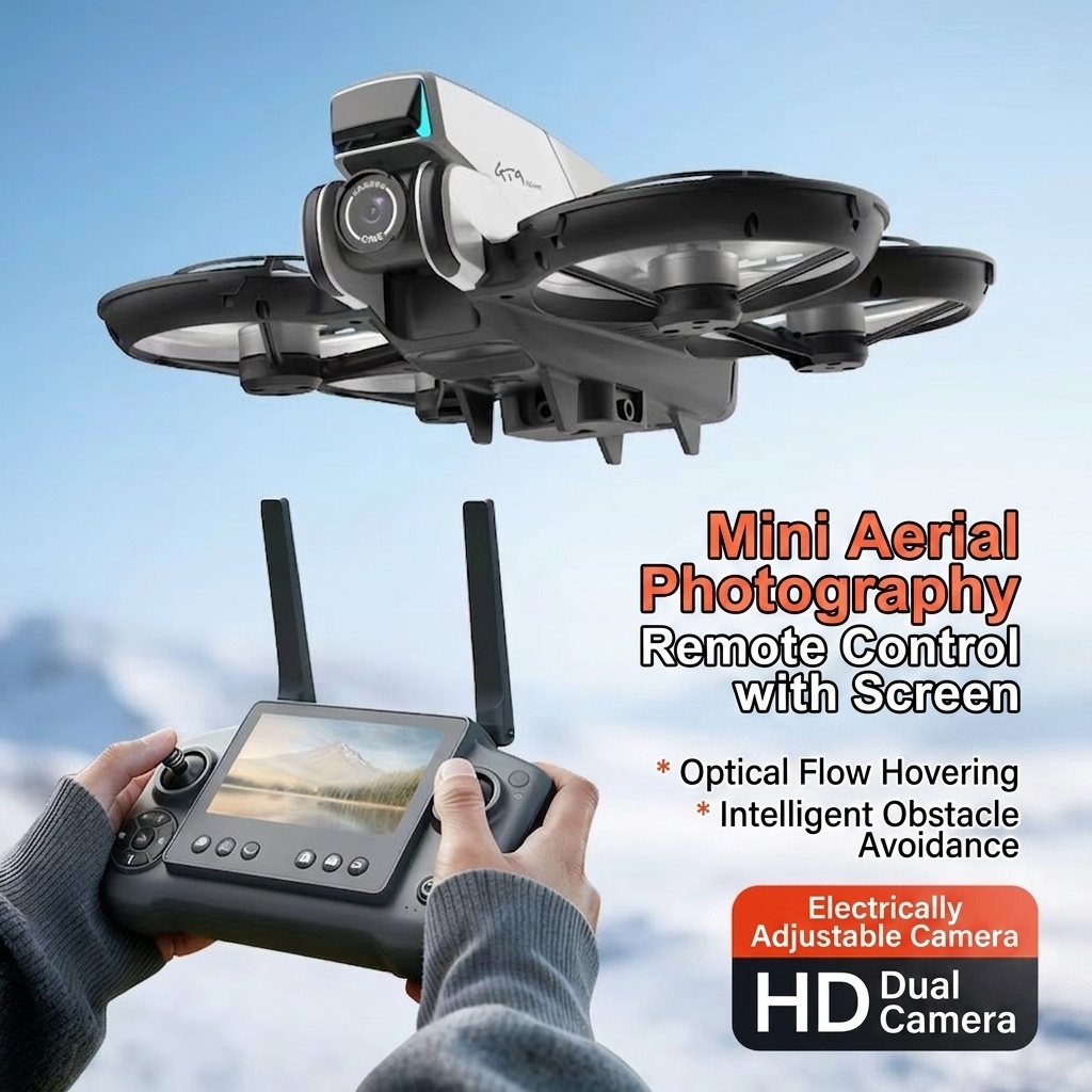 Dron GT9 controlado por pantalla con cámara HD, evitación inteligente de obstáculos, posicionamiento por flujo óptico, cuadricóptero RC plegable.