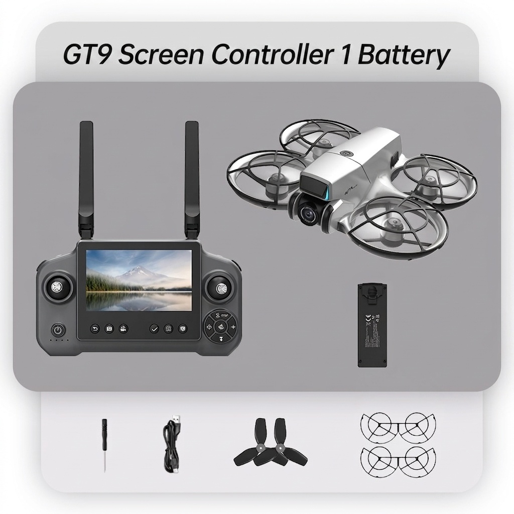 Dron GT9 controlado por pantalla con cámara HD, evitación inteligente de obstáculos, posicionamiento por flujo óptico, cuadricóptero RC plegable.