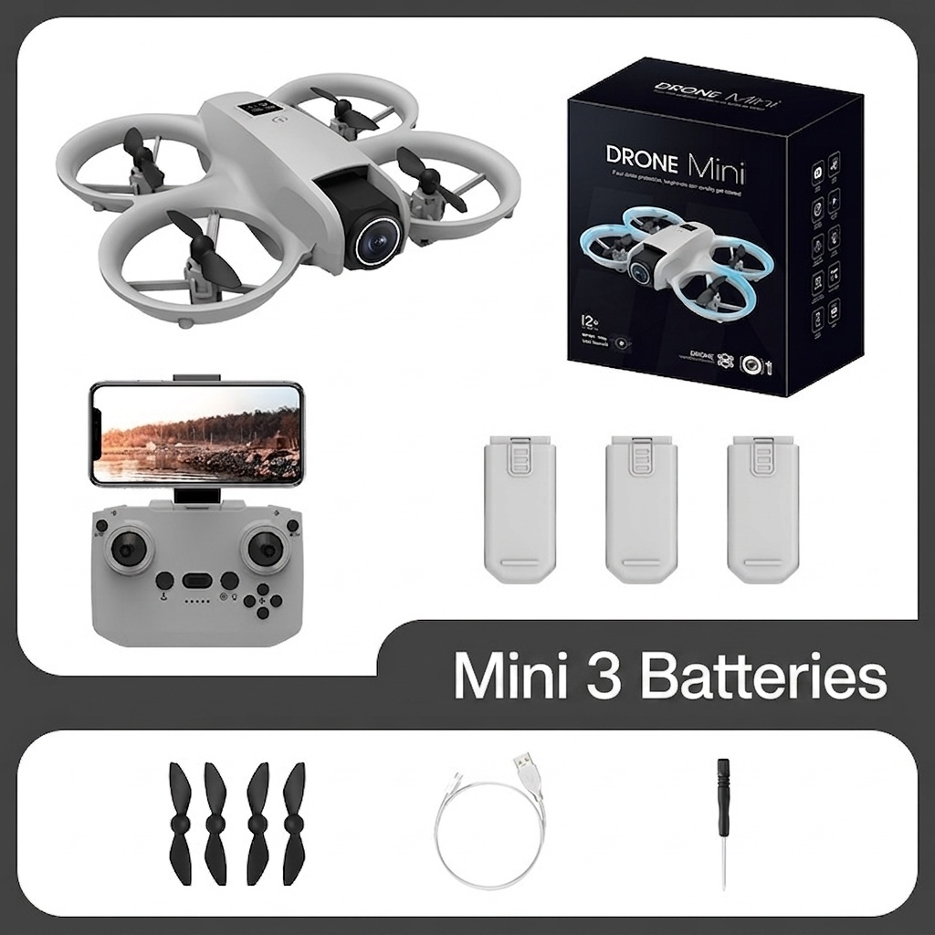 T3 Mini-Drohne mit zwei Objektiven, HD-Kamera, 135° verstellbarem Objektiv, intelligentem Schwebeflug in fester Höhe und Echtzeit-FPV