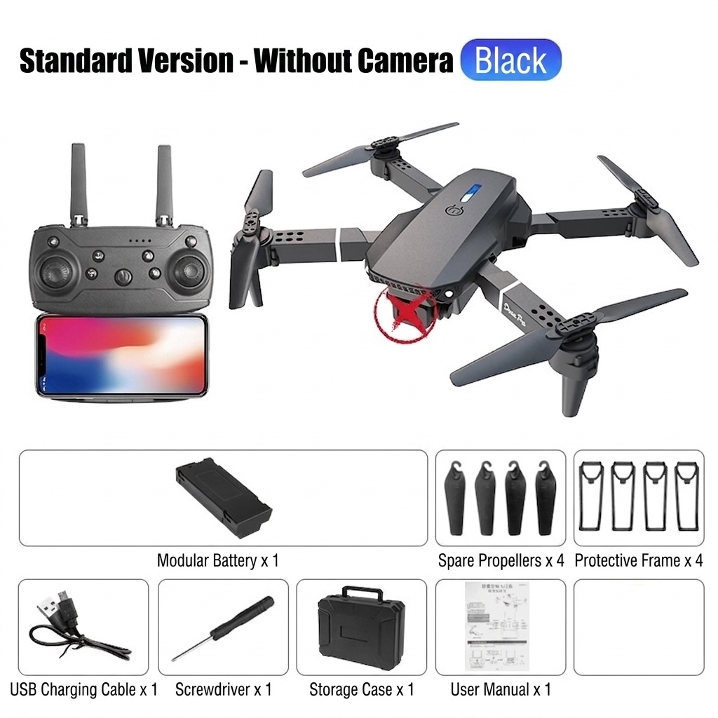 Dron plegable E88 Pro 4K con cámara dual HD, posicionamiento por flujo óptico, control remoto con pantalla, cuadricóptero RC
