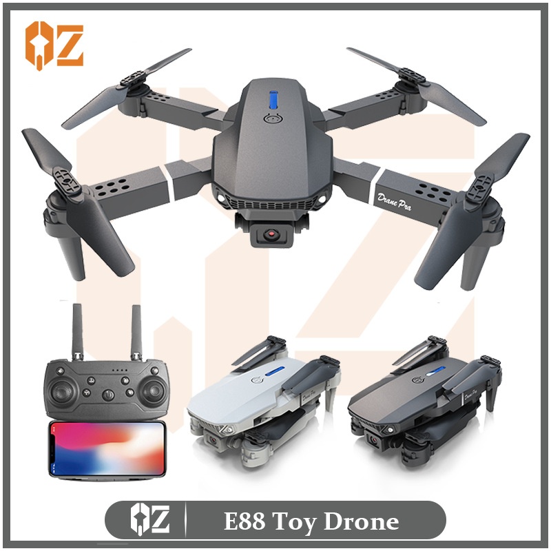 Dron plegable E88 Pro 4K con cámara dual HD, posicionamiento por flujo óptico, control remoto con pantalla, cuadricóptero RC