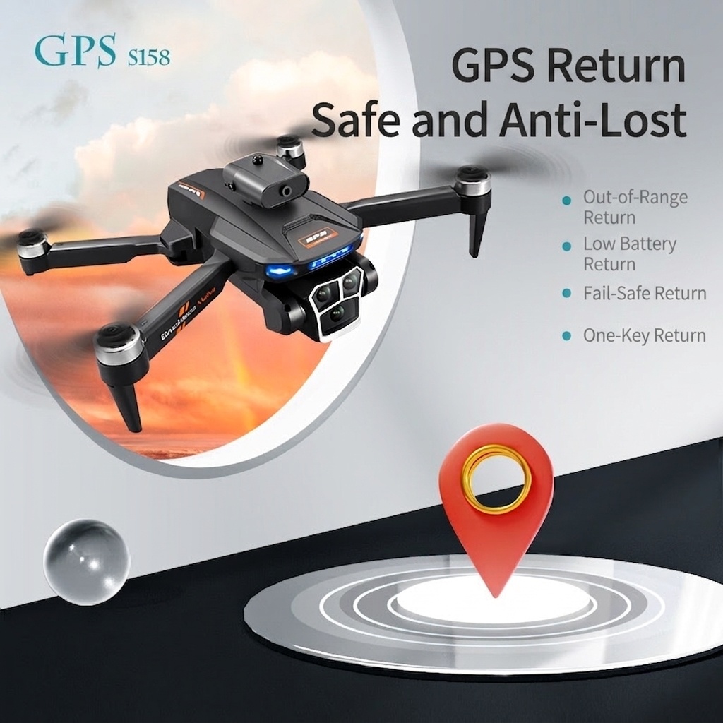 S158 GPS-Drohne mit 4K-Kamera, 4,5-Zoll-Bildschirmfernbedienung, intelligenter Hindernisvermeidung und optischem Fluss-Schwebemodus
