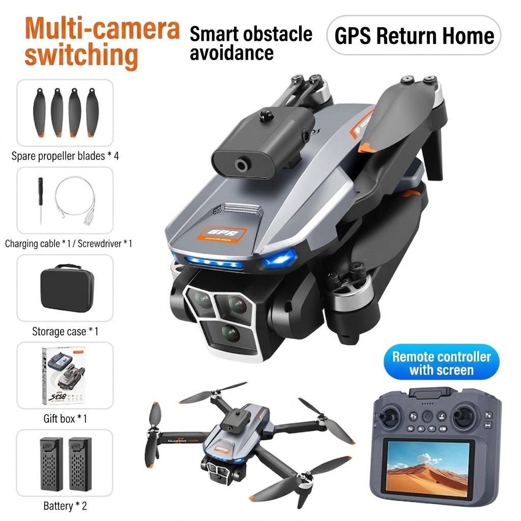 S158 GPS-Drohne mit 4K-Kamera, 4,5-Zoll-Bildschirmfernbedienung, intelligenter Hindernisvermeidung und optischem Fluss-Schwebemodus