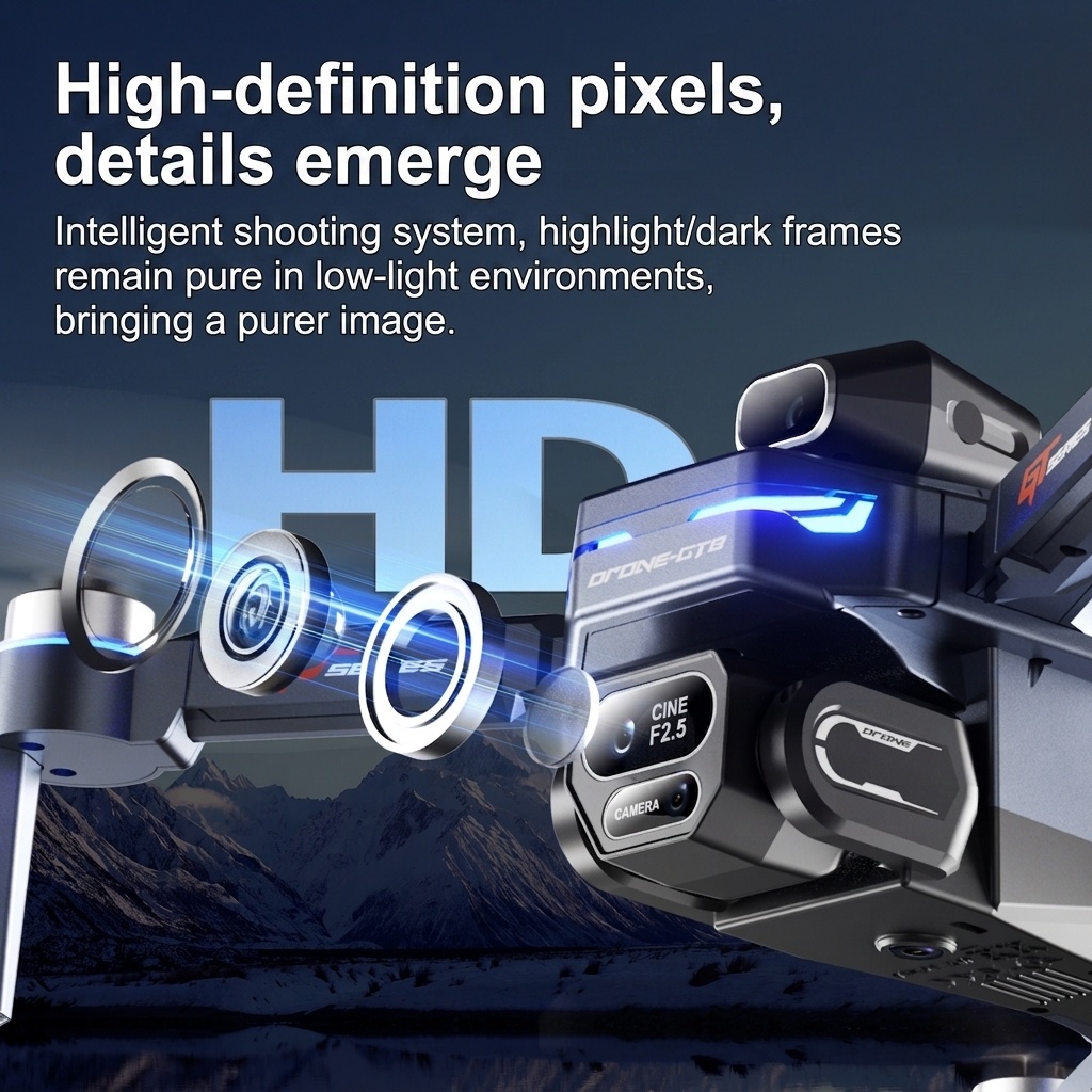 Dron GT8 4K/6K HD sin escobillas con posicionamiento GPS, vuelo estacionario por flujo óptico, vuelo de largo alcance, cuadricóptero plegable