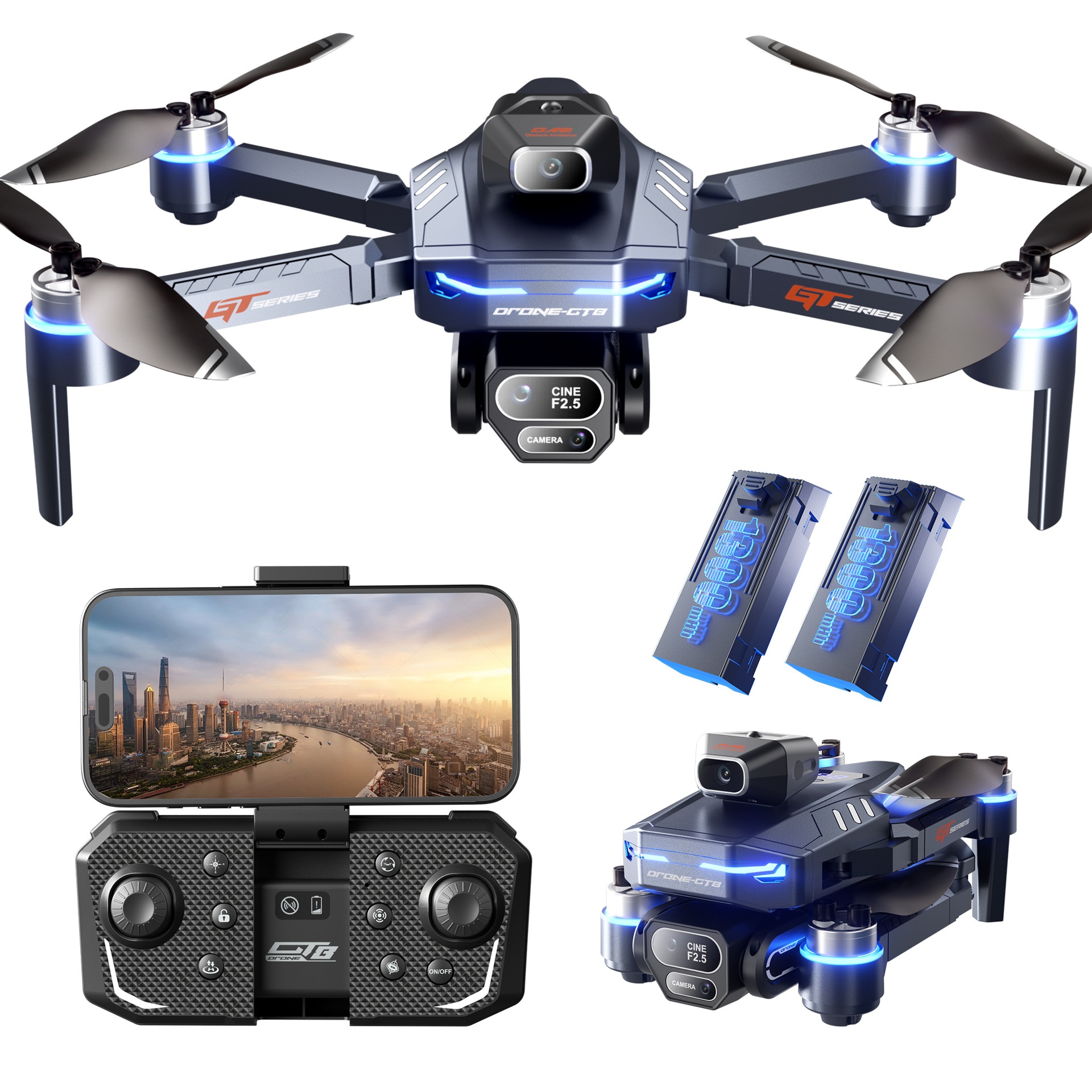 Dron GT8 4K/6K HD sin escobillas con posicionamiento GPS, vuelo estacionario por flujo óptico, vuelo de largo alcance, cuadricóptero plegable