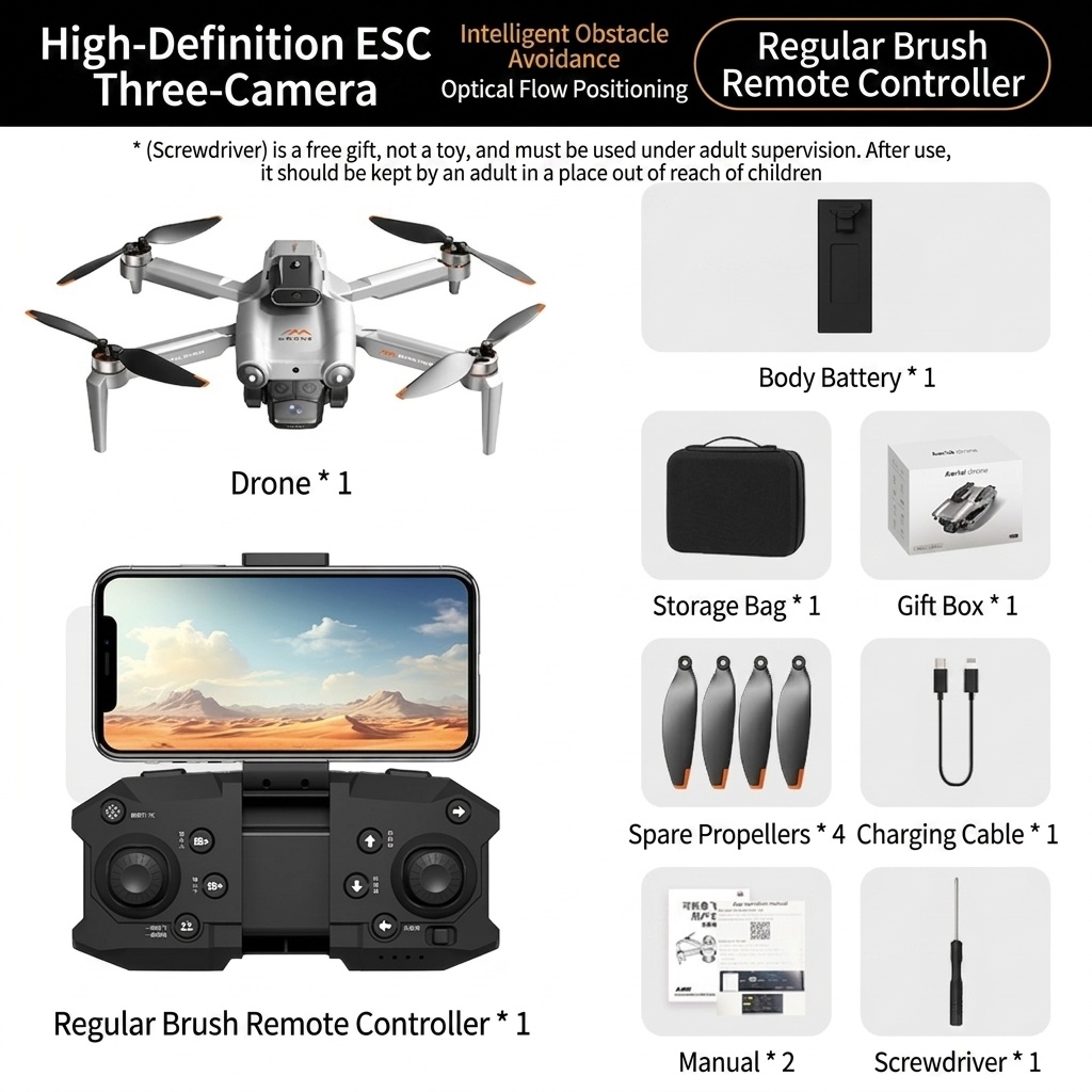 Dron M6 sin escobillas con cámara 4K, sistema inteligente de evitación de obstáculos, posicionamiento GPS y control remoto con pantalla de 4,3 pulgadas.