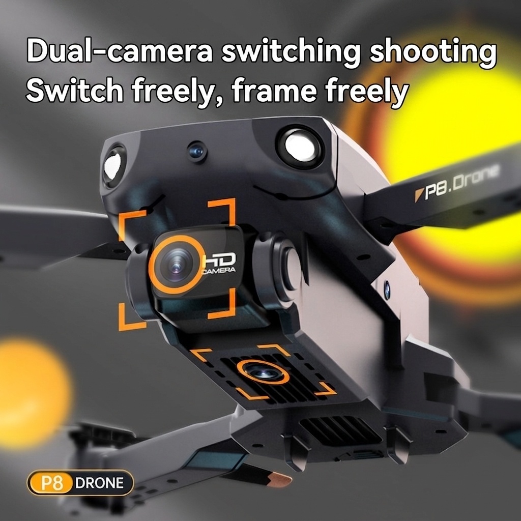 Dron P8 8K con doble cámara, GPS, FPV, cuadricóptero, evitación de obstáculos de 360°, posicionamiento por flujo óptico y diseño plegable.