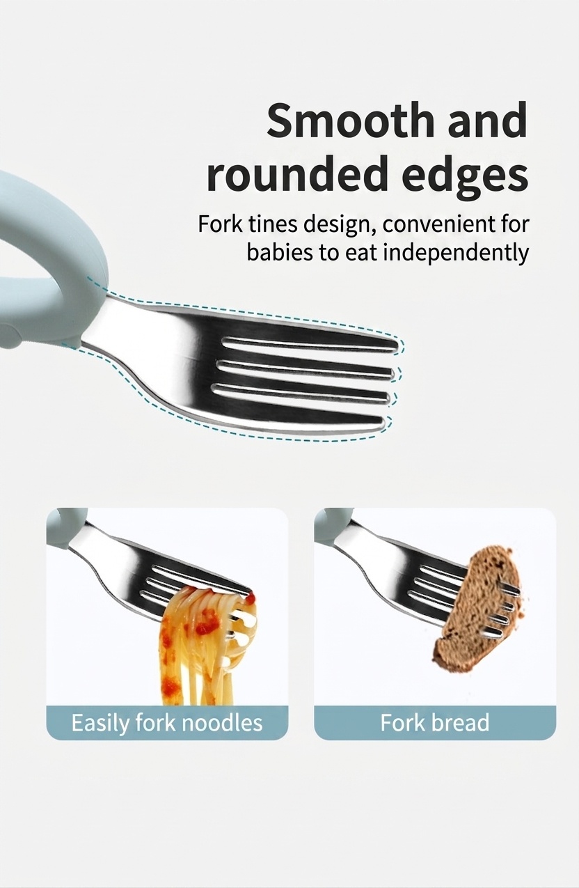 Baby Self-Feeding Training Utensil Set - Spoon & Fork