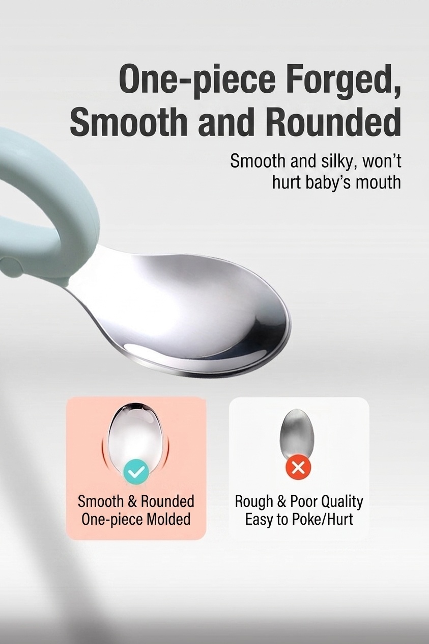 Baby Self-Feeding Training Utensil Set - Spoon & Fork