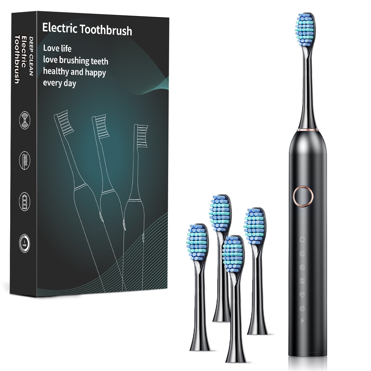 Sonic Electric Toothbrush with 6 Modes, 8 Brush Heads, Smart Timer, 40000 VPM