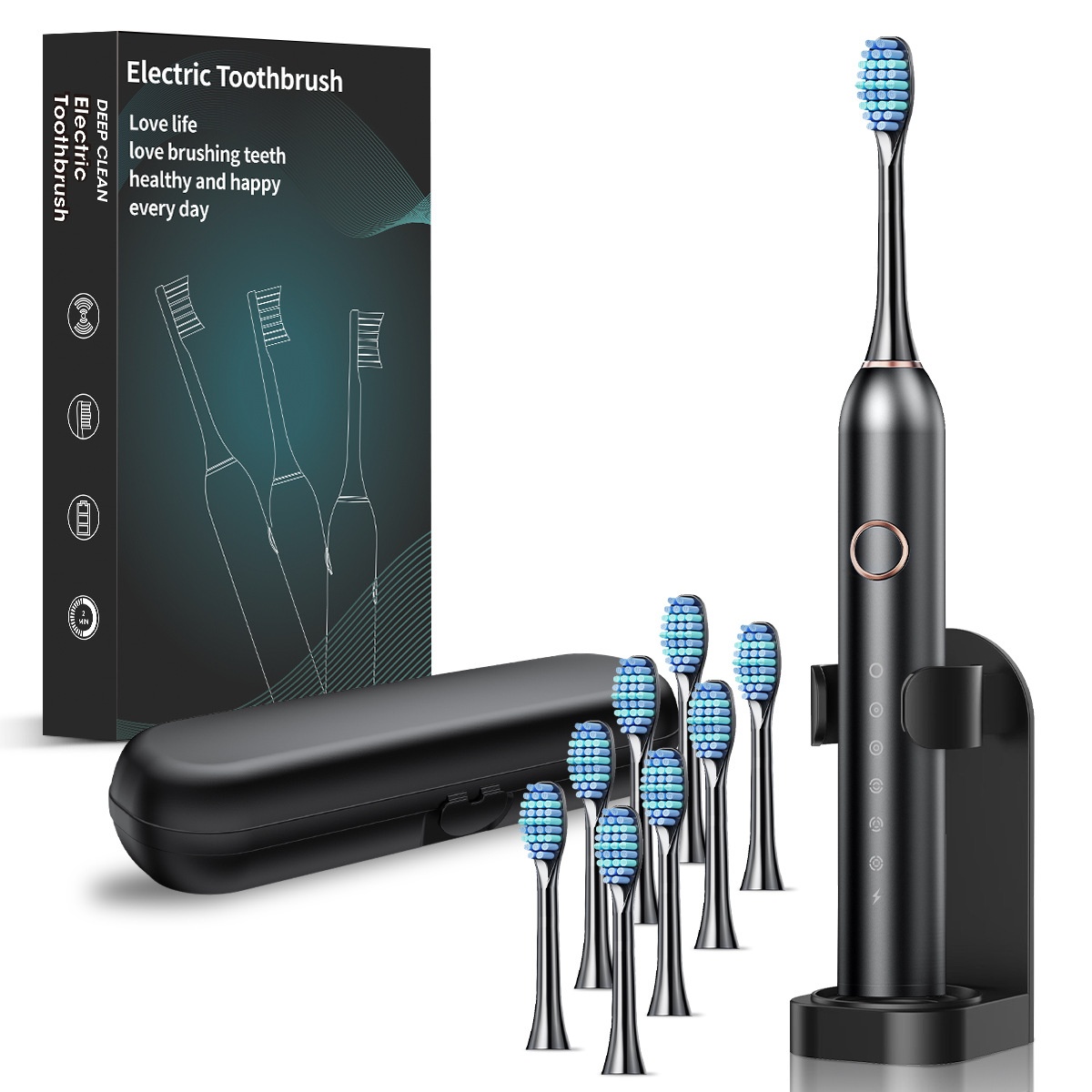 Sonic Electric Toothbrush with 6 Modes, 8 Brush Heads, Smart Timer, 40000 VPM
