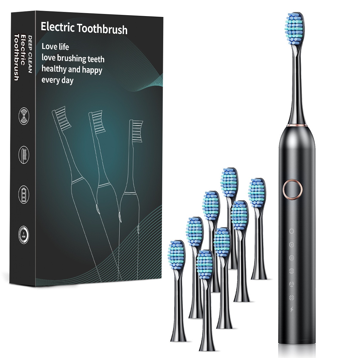 Sonic Electric Toothbrush with 6 Modes, 8 Brush Heads, Smart Timer, 40000 VPM