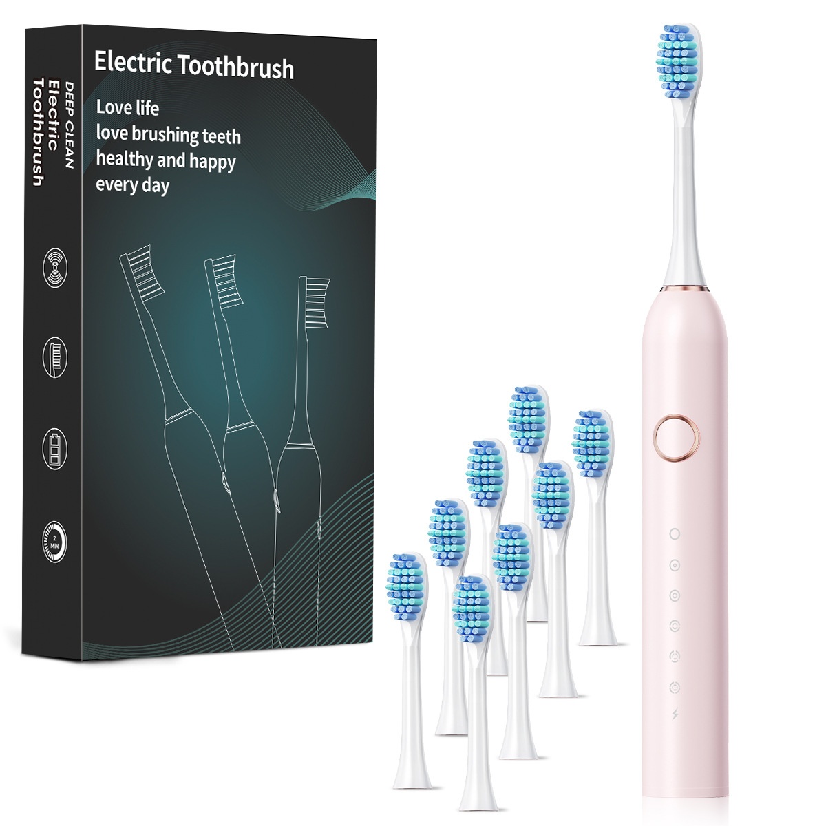 Sonic Electric Toothbrush with 6 Modes, 8 Brush Heads, Smart Timer, 40000 VPM