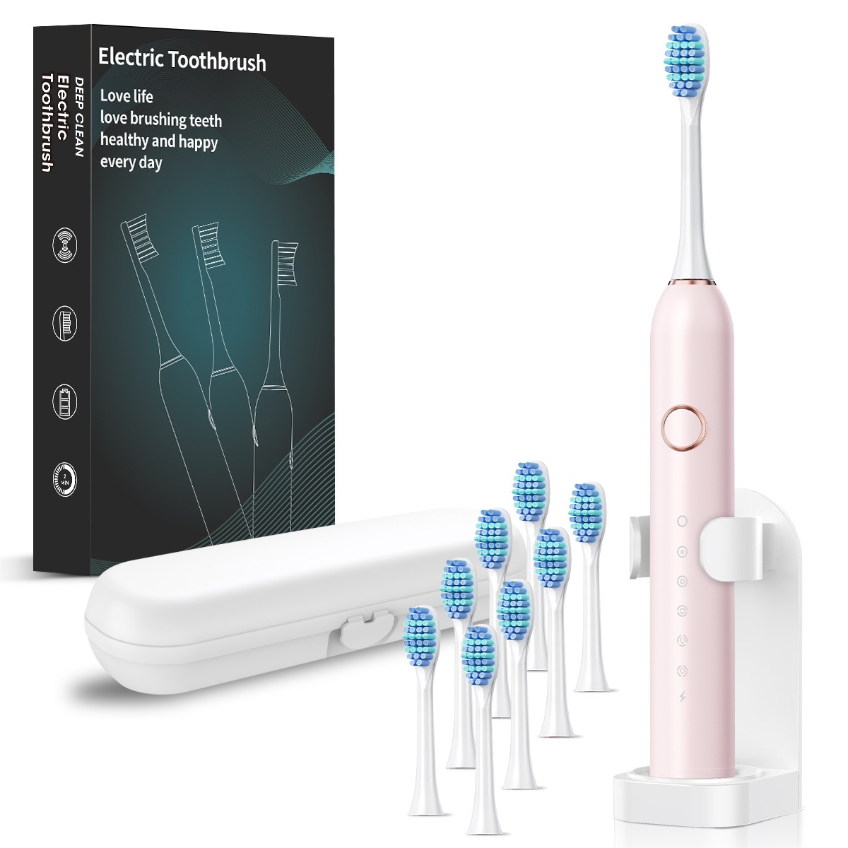 Sonic Electric Toothbrush with 6 Modes, 8 Brush Heads, Smart Timer, 40000 VPM
