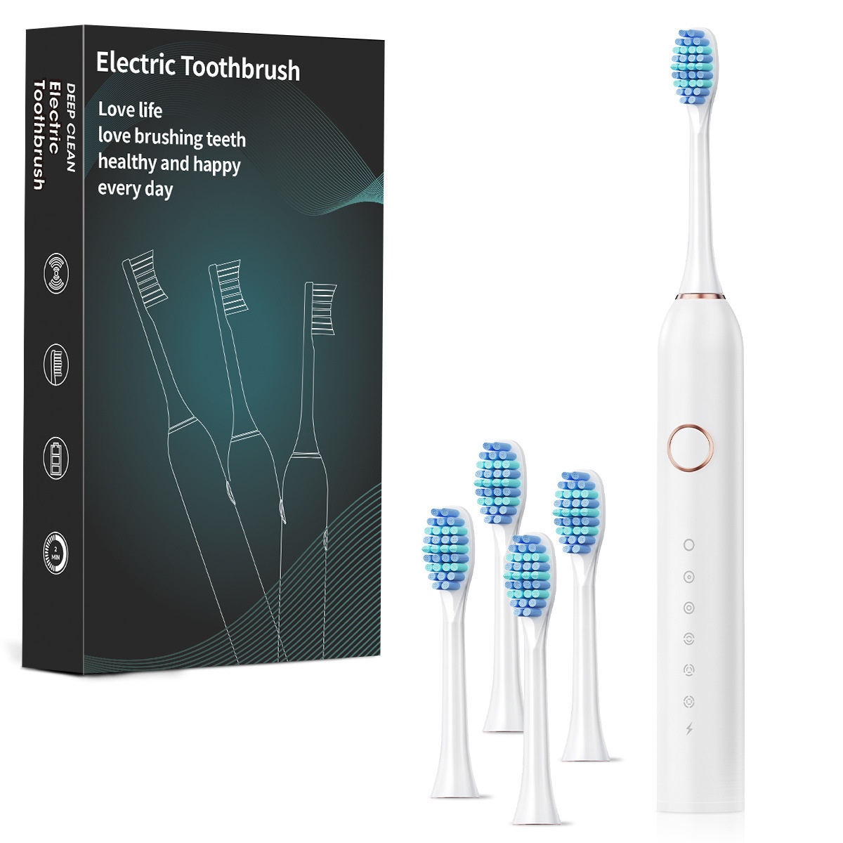 Sonic Electric Toothbrush with 6 Modes, 8 Brush Heads, Smart Timer, 40000 VPM
