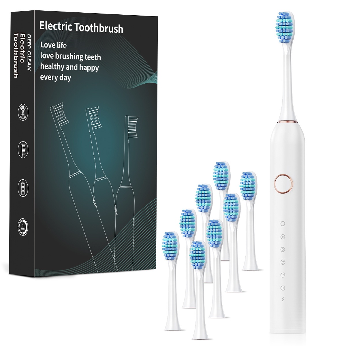 Sonic Electric Toothbrush with 6 Modes, 8 Brush Heads, Smart Timer, 40000 VPM