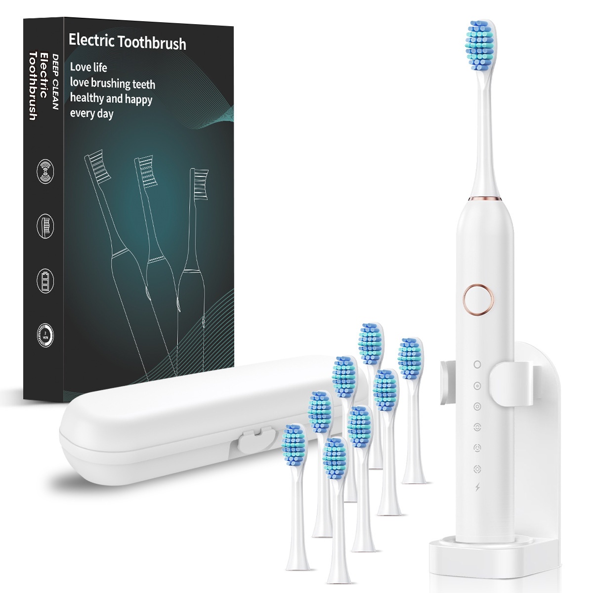 Sonic Electric Toothbrush with 6 Modes, 8 Brush Heads, Smart Timer, 40000 VPM