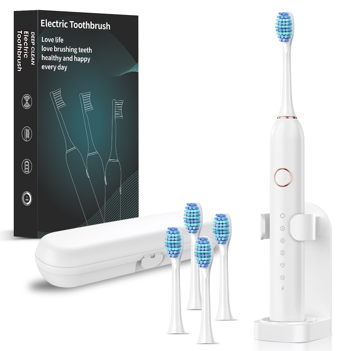 Sonic Electric Toothbrush with 6 Modes, 8 Brush Heads, Smart Timer, 40000 VPM