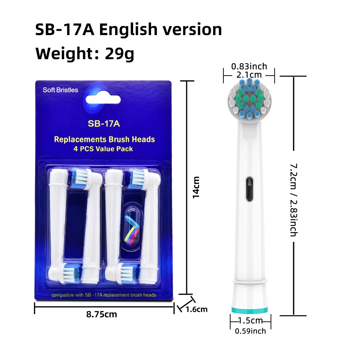 Soft Bristle Electric Toothbrush Replacement Heads, Compatible with Oral-B