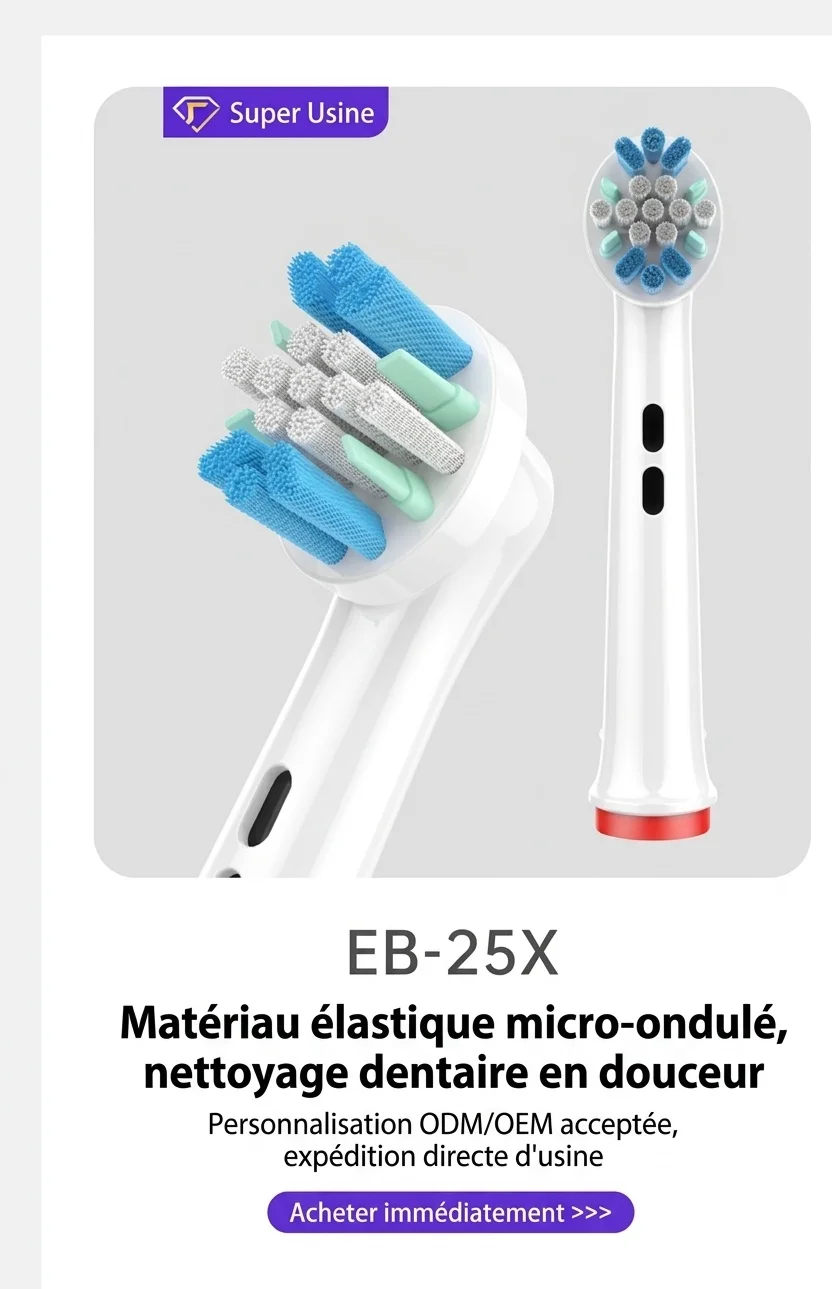 Têtes de rechange à poils souples pour brosses à dents électriques, compatibles avec Oral-B