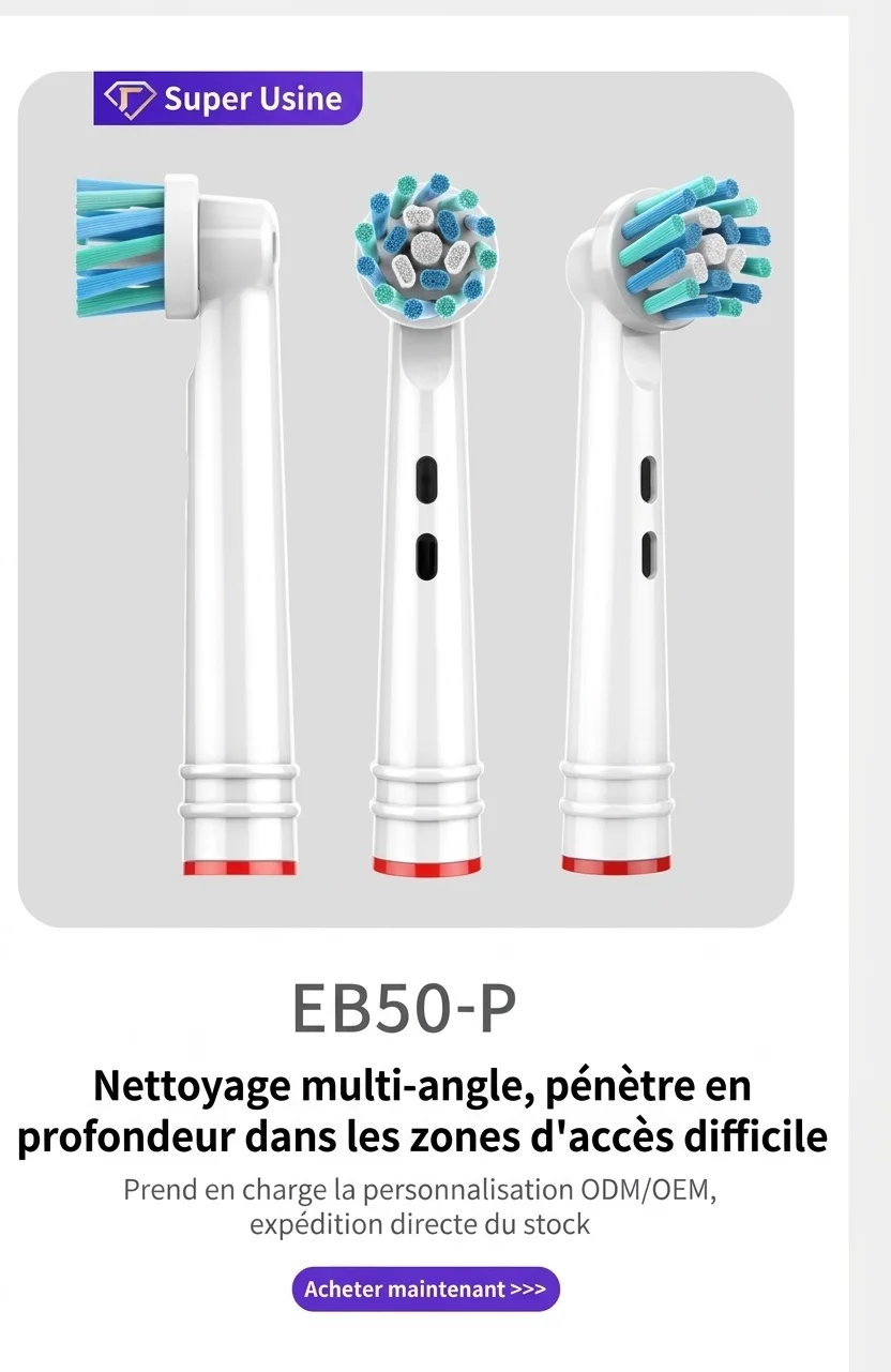 Têtes de rechange à poils souples pour brosses à dents électriques, compatibles avec Oral-B