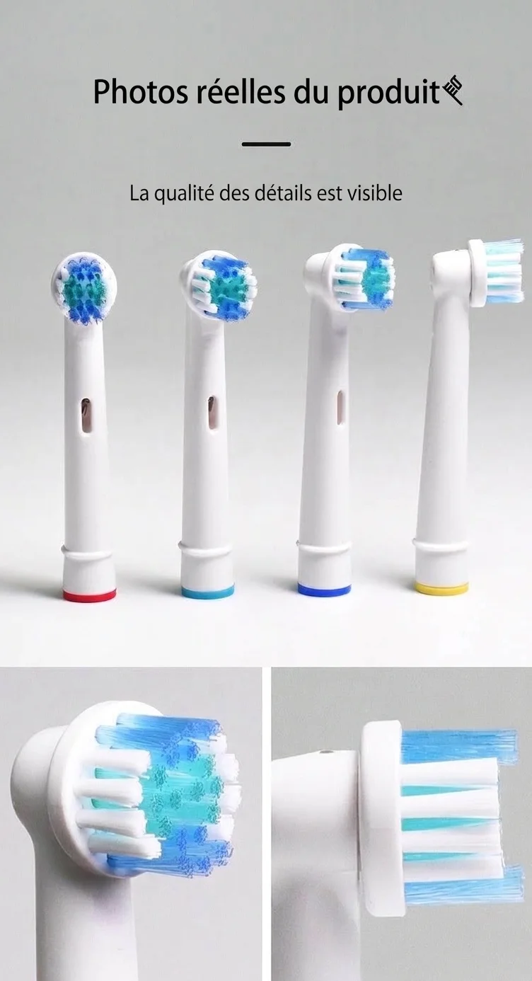 Têtes de rechange à poils souples pour brosses à dents électriques, compatibles avec Oral-B