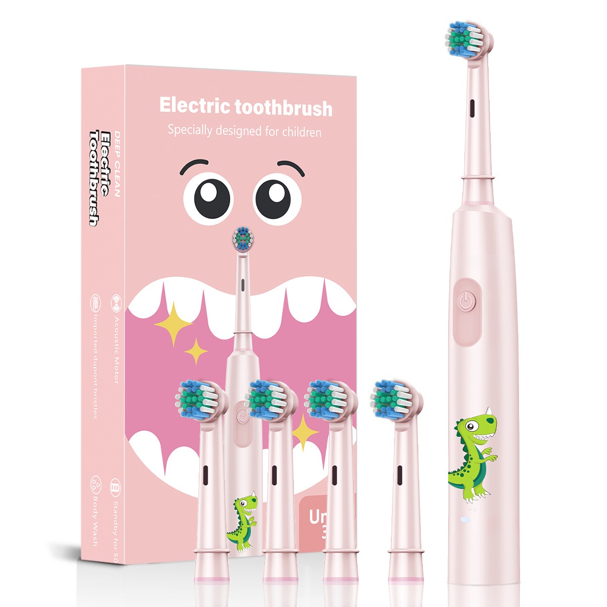 Brosse à dents électrique sonique pour enfants, motif animaux, 8 têtes de rechange, étui de voyage