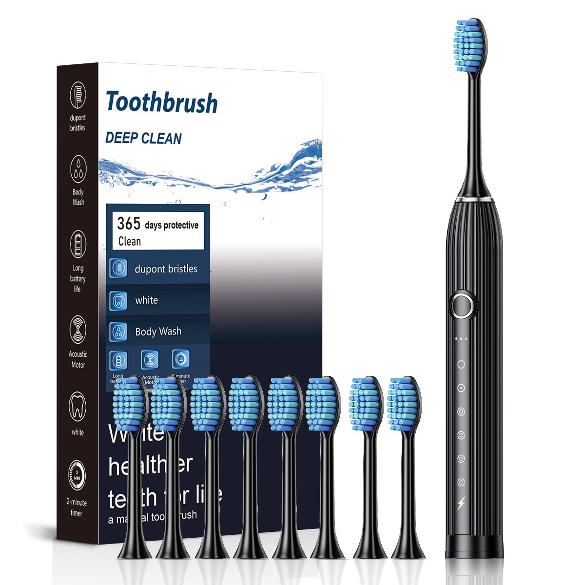 Sonic Electric Toothbrush for Adults and Kids, 8 Brush Heads, Deep Cleaning