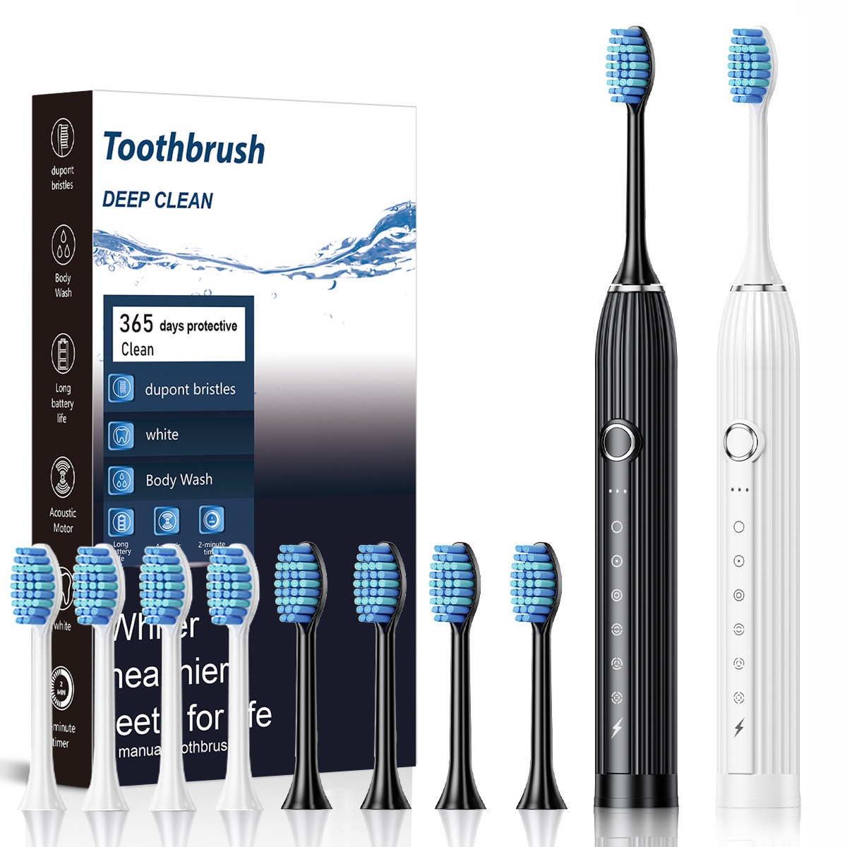 Sonic Electric Toothbrush for Adults and Kids, 8 Brush Heads, Deep Cleaning