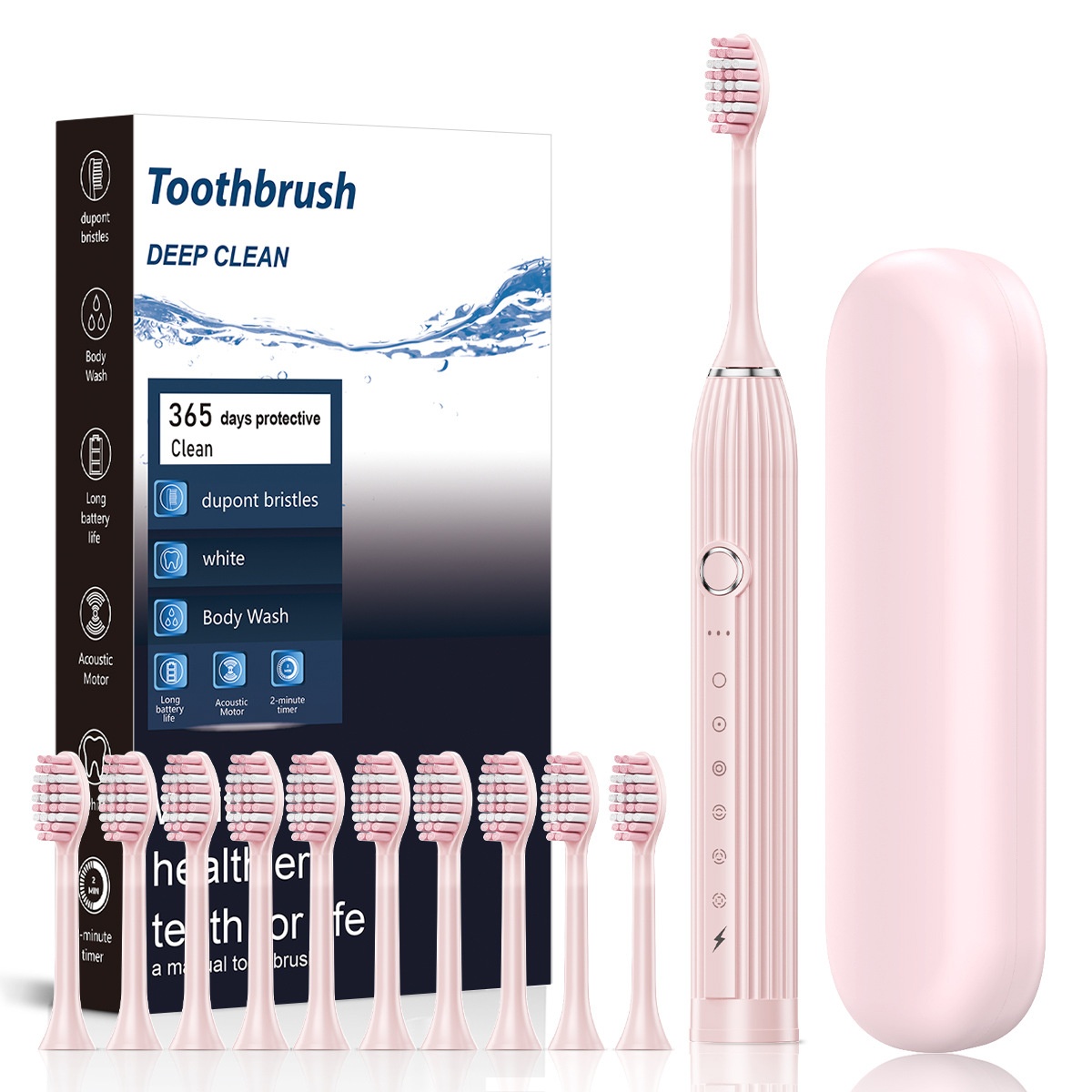 Sonic Electric Toothbrush for Adults and Kids, 8 Brush Heads, Deep Cleaning