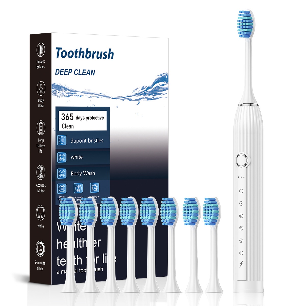 Sonic Electric Toothbrush for Adults and Kids, 8 Brush Heads, Deep Cleaning